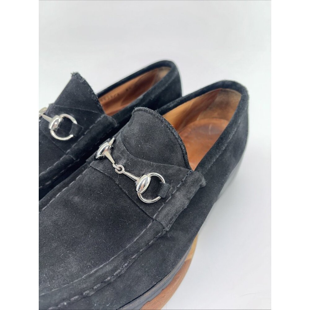 Gucci Men horsebit Loafers slipon US8 1/2D Black suede lug sole solid Gorgeous - Picture 16 of 16